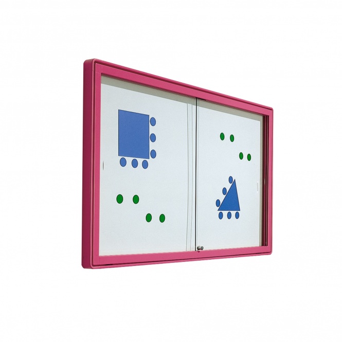Info-Wandvitrine, 107 cm hoch, 182x13 cm (B/T), Rückwand Stahlemaille weiß, 